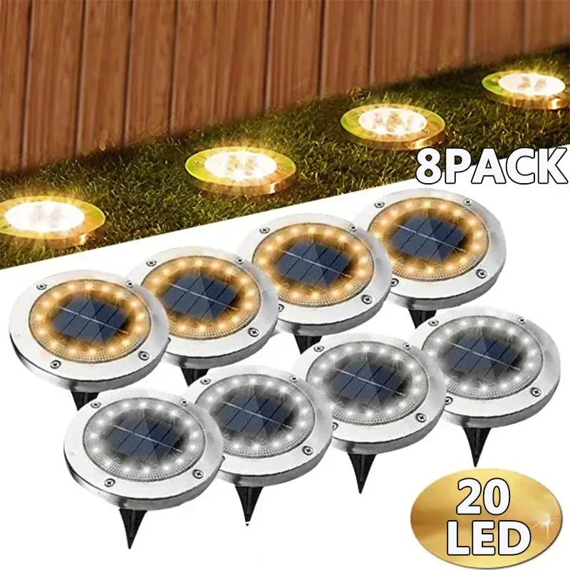 Solar Underground Disk Lights – Outdoor LED Ground Lights (1 / 4 / 8 Pack)