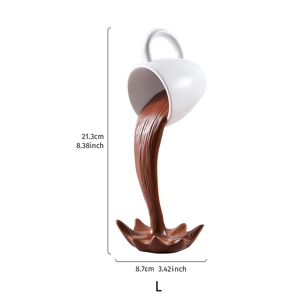 Anti-Gravity Tipping Coffee Cup Decor – 3D Suspended Resin Sculpture