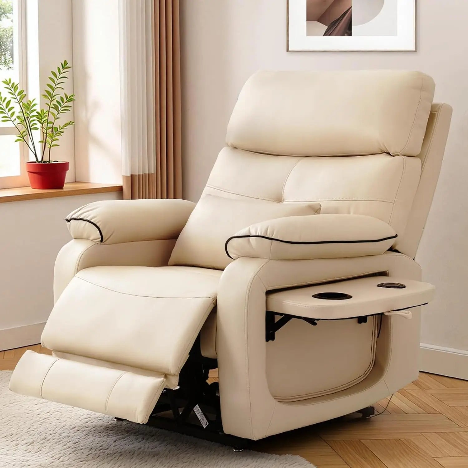 Dual Motor Power Lift Recliner Chair for Elderly Adult with Heat Massage Cup Holder - Infinite Position Lay Flat Capability