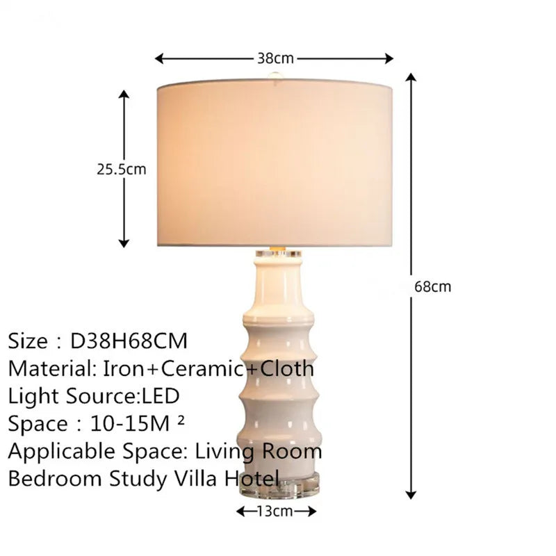 Contemporary Luxury Ceramic Table Lamp LEDAmerican Retro Creativity Living Room Bedroom Study Villa Hotel Bedside Desk Light