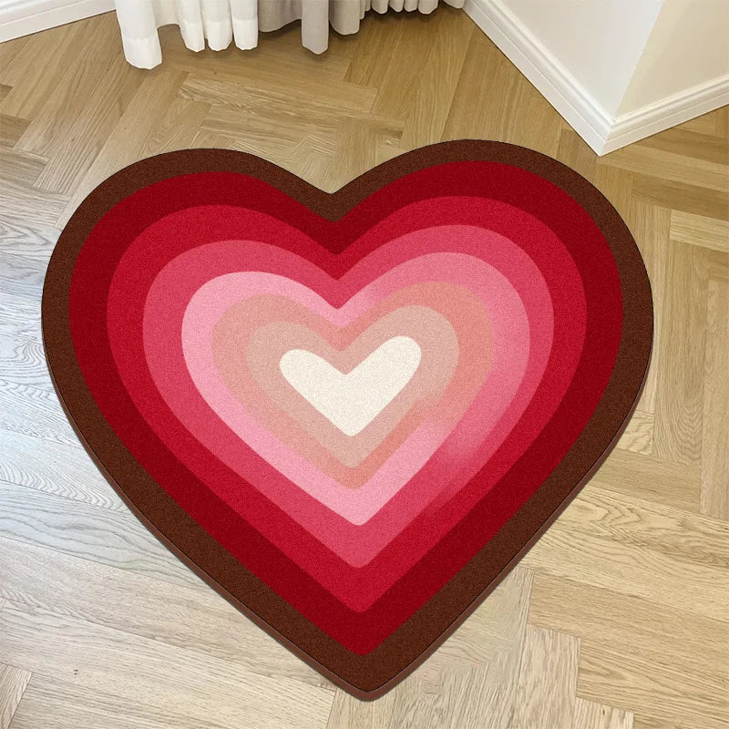 VIKAMA Valentine's Day Carpet Love Heart Carpet Doormat Welcome Mat Special Carpet For Live Room Bathroom Mat Rug For Bedroom