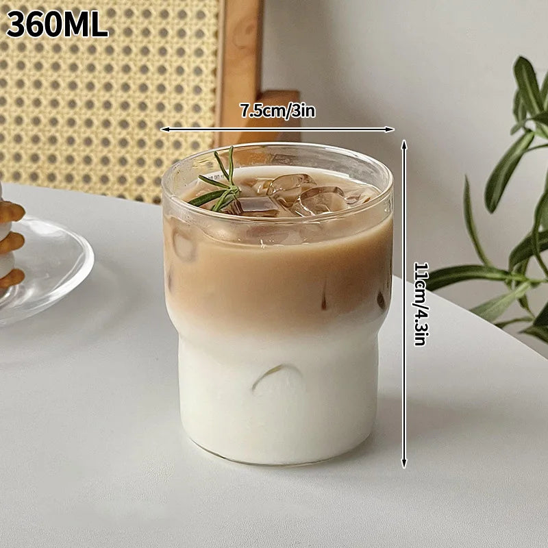 Ins Glass Cup High Borosilicate Tumbler Drinkware Milk Tea Cups Juice Coffee Mug Latte Glass Heat-resistant Stripe Water Glasses