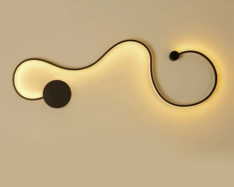Black Modern Led Wall Sconce Lamp For Bedroom Living Room Hallway Stairs Home Minimalist Long Led Wall Light With Remote Control