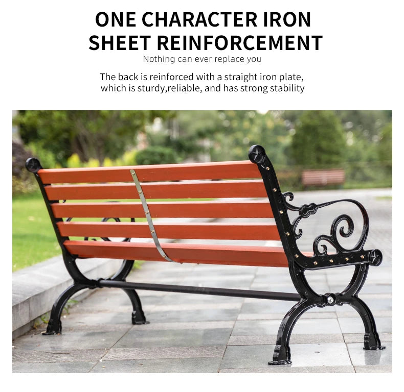 High Quality Outdoor Metal Bench Garden Park Chair with Environmental Protection Plastic Wood Wave Shape