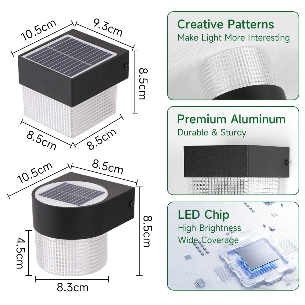 Solar Wall Lamp Outdoor Warm Light Waterproof Up And Down Luminous Lighting Balcony Yard Garden Decoration Lights Exterior Wall