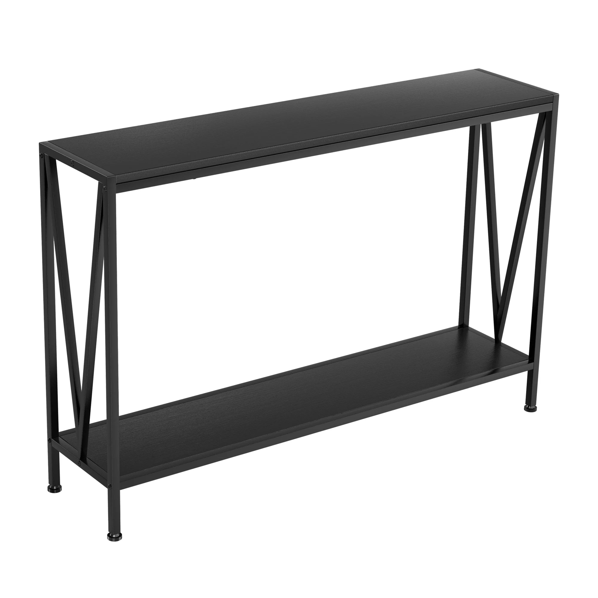 Black Narrow Console Table 2-Tier Sofa Table with Shelf for Entryway Hallway Foyer Living Room Corridor 42.9in