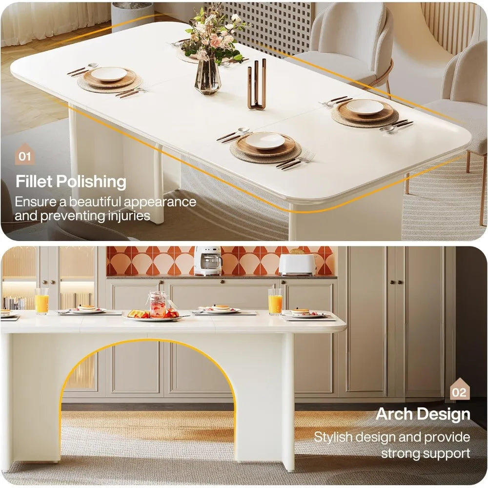 Large 63” Rectangular Dining Table for 4–6 – Arch-Leg Design Kitchen Dining Table