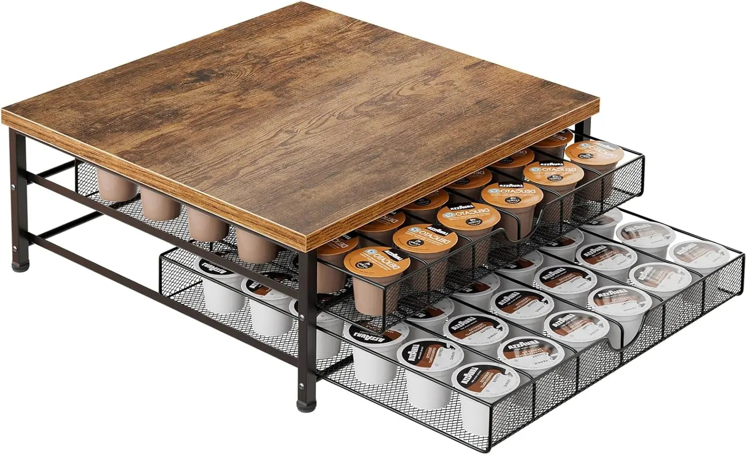 72-Capacity Coffee Pod Holder, 2-Tier Sliding Drawer Organizer for K-Cup, Black