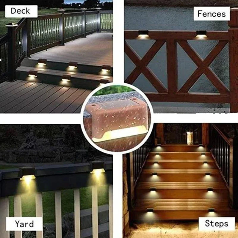 32/24/16/12/8/4Pcs Solar Deck Lights Outdoor Waterproof LED Fence Lights Garden Step Lamp for Patio Stairs Railing Pathway Step