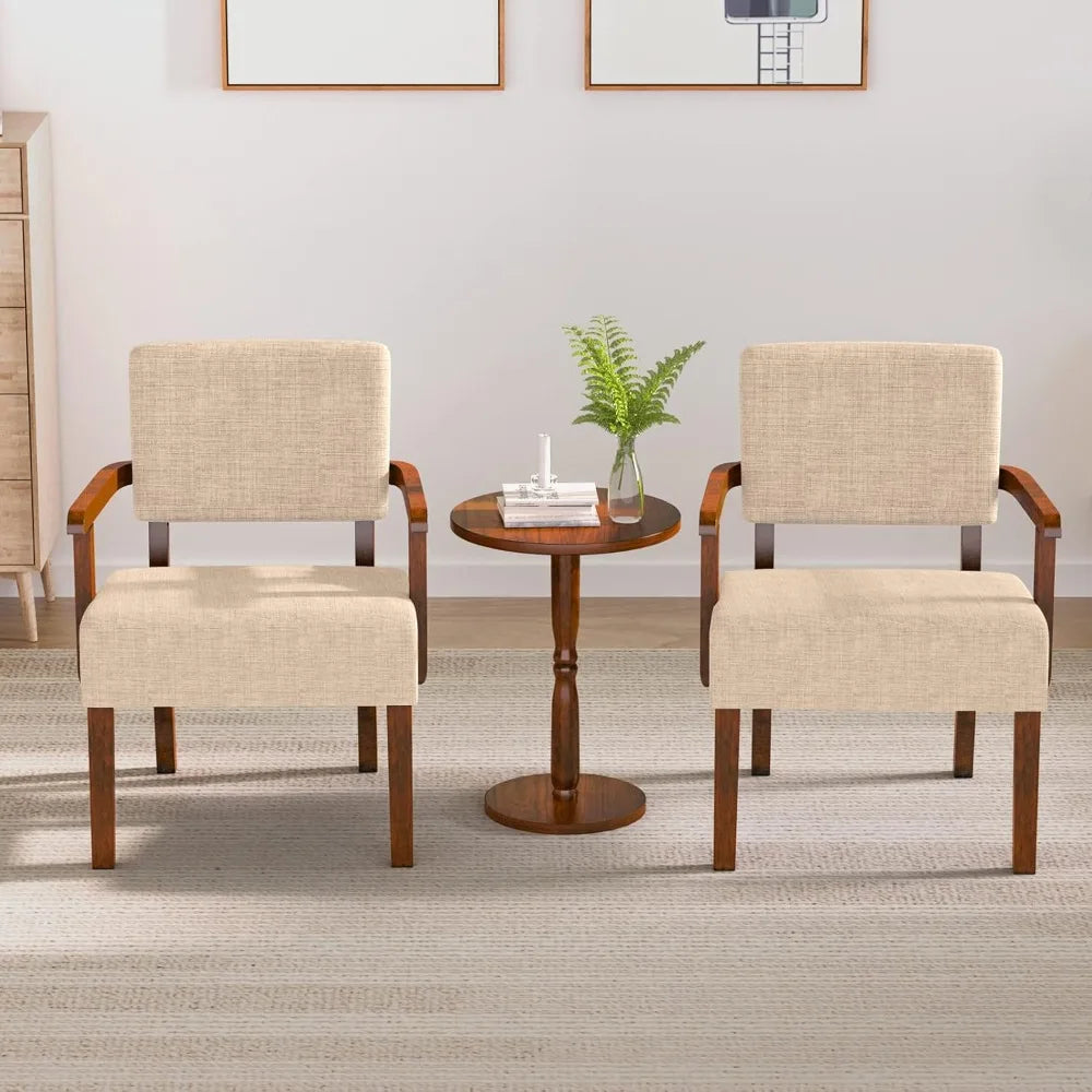 Accent Chairs Set of 2 with Side Table – Upholstered Lounge Chairs