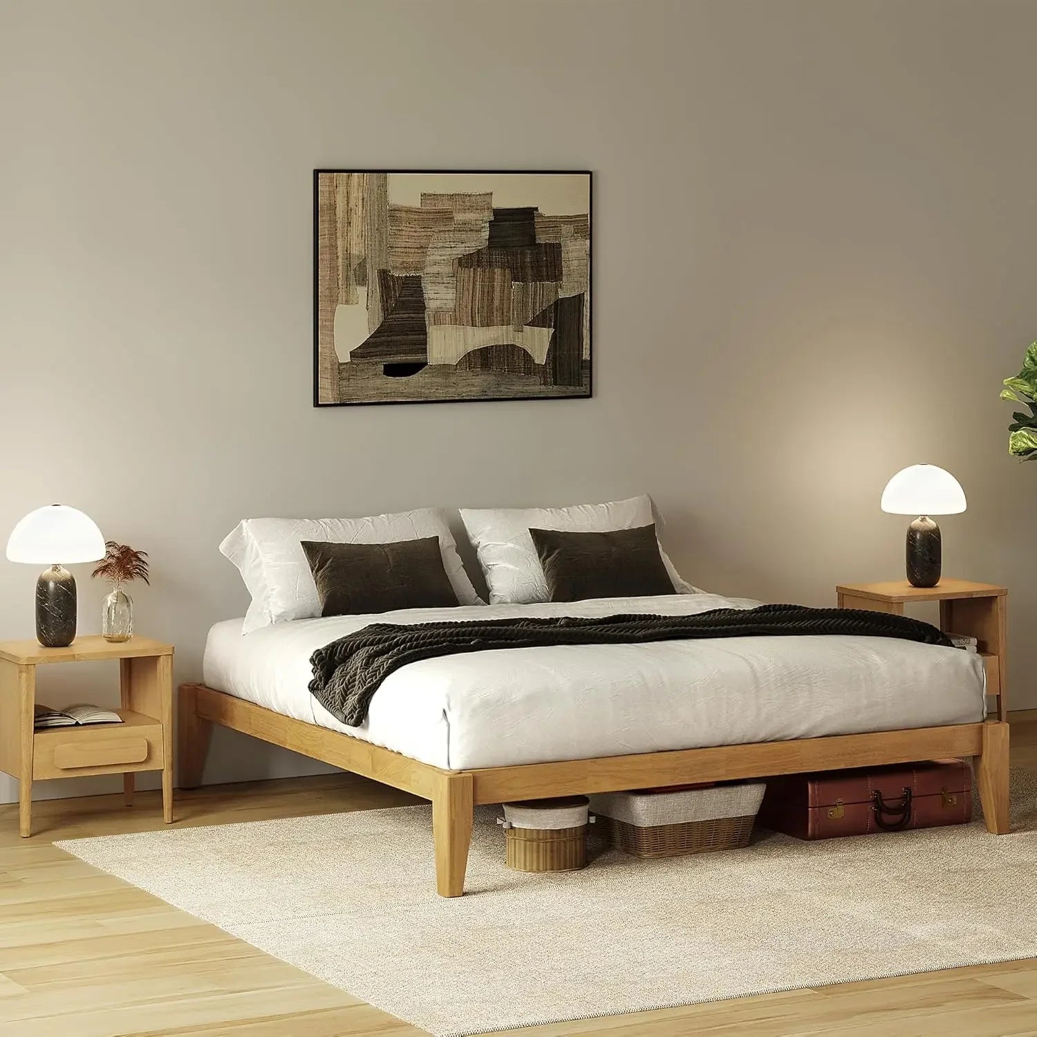 King Size Solid Wood Platform Bed Frame – Japanese Joinery Design