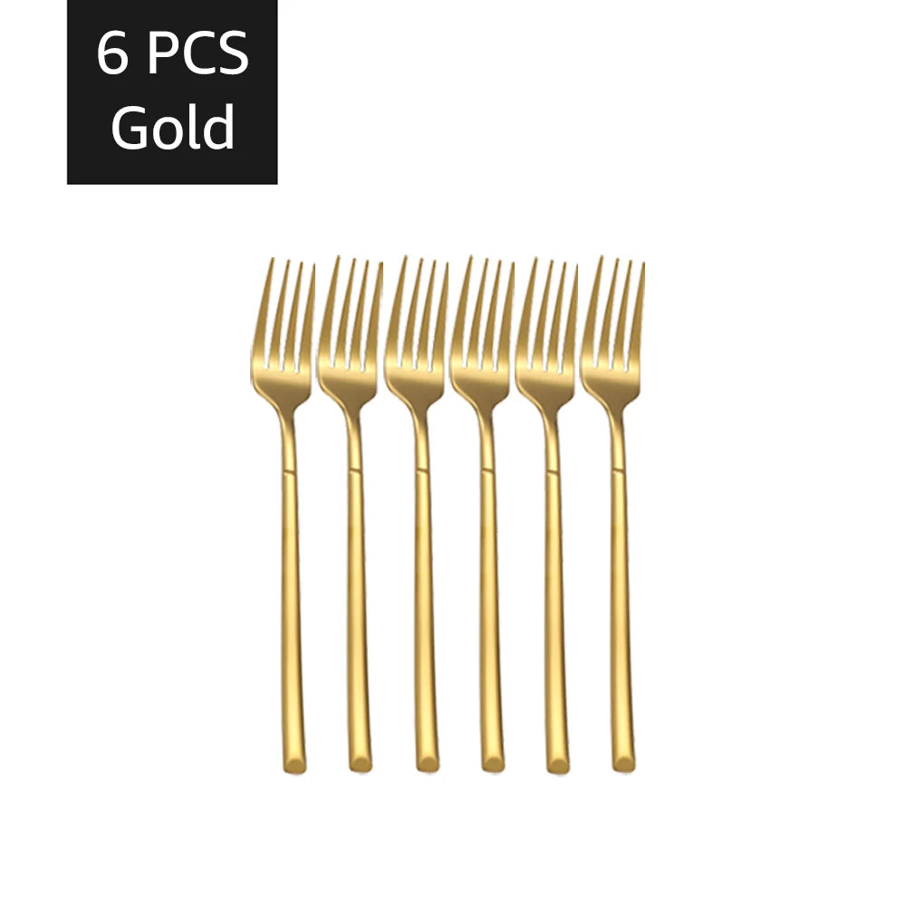 30PCS Gold Tableware Sets Stainless Steel Cutlery Knife Tea Fork Coffee Spoon Flatware Dishwasher Safe Dinner Kitchen Dinnerware
