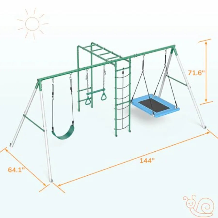 Outdoor Backyard Playset for Kids – Monkey Bars Swing & Climbing Set