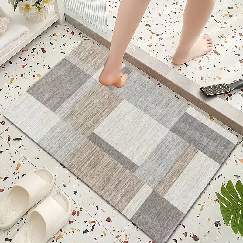 VIKAMA 2pcs Minimalist Geometric Rug Set Soft, Warm and Noise-Reducing Entrance Hallway Doormat Kitchen Rug Home Decor