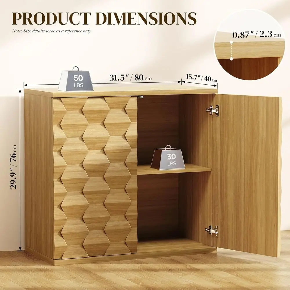 2-Pack Modern Sideboard Console Tables with Doors and Shelves, 31.5 Buffet Cabinet for Dining, Kitchen, Living Room, and Entrywa