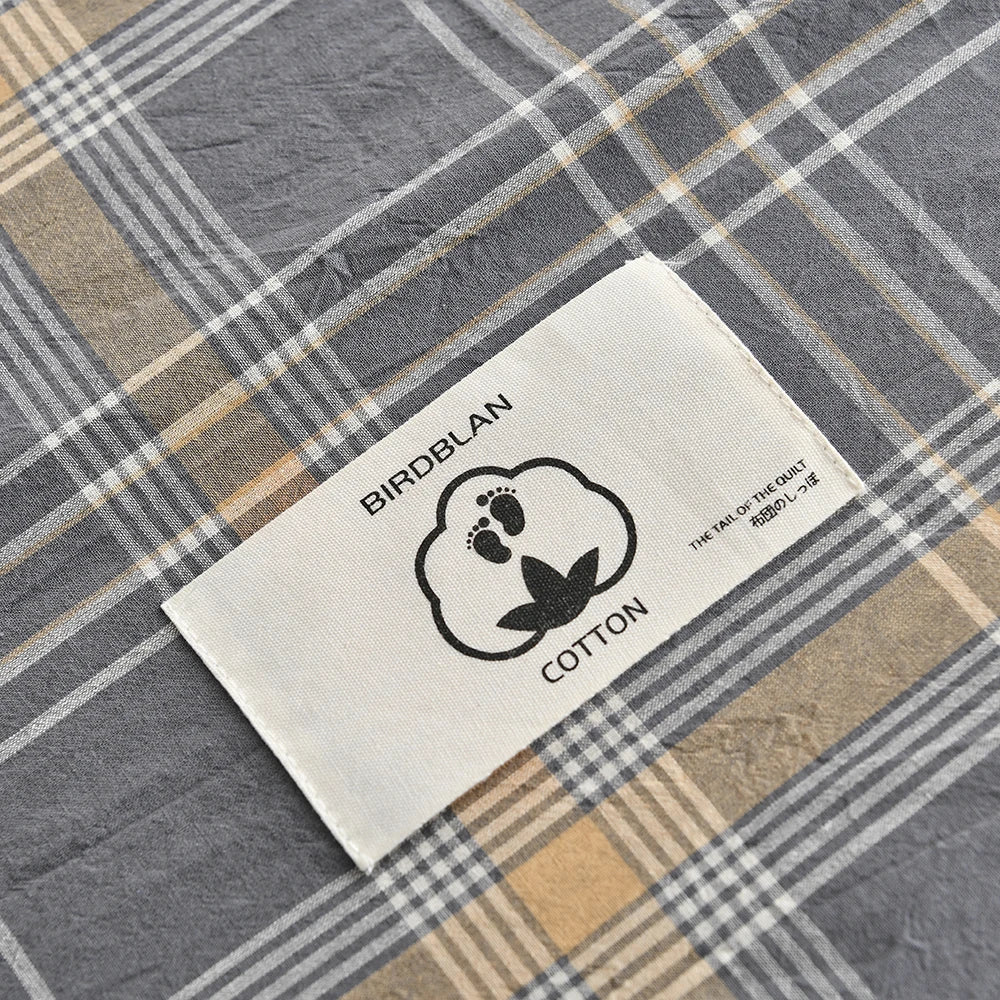 Cotton Duvet Cover Set – Japanese Grid Style (King Size, 220×240)