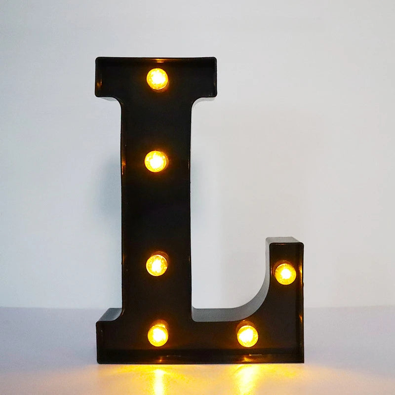 22cm Letters with Led Light Black Alphabet Letter Number Night Light Home Christmas Decoration Birthday Supplies Room Decoration