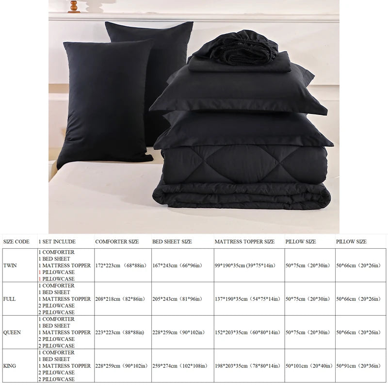 5pcs/7pcs Twin Full Queen King Bedding Sets Home Decor Comforter Flat Sheet Fitted Sheet Pillowcases Sleeping Sets