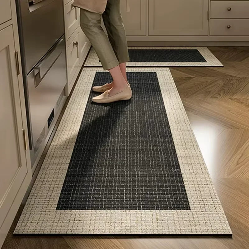 VIKAMA Modern Simple Kitchen Carpet Waterproof Rugs PVC Anti-slip Oil-proof Foot Mat Long Carpet Home Decoration
