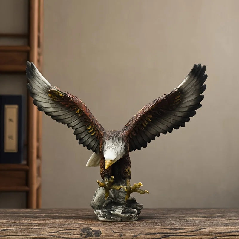 1pc Modern Abstract Resin Eagle Statue Majestic Winged Creature Intricate Detailing Living Room Office Decor Gift 18.5cm