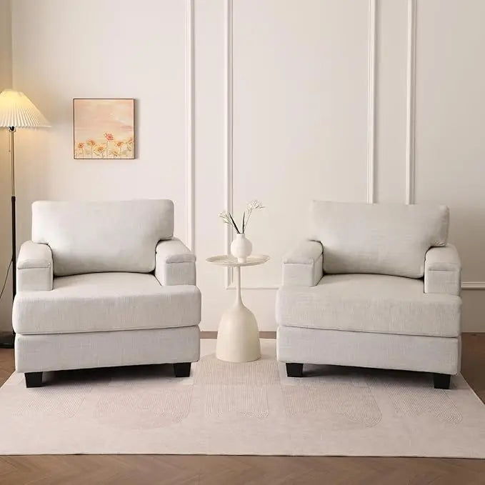 Oversized Accent Chairs – Set of 2 Upholstered Living Room Armchairs