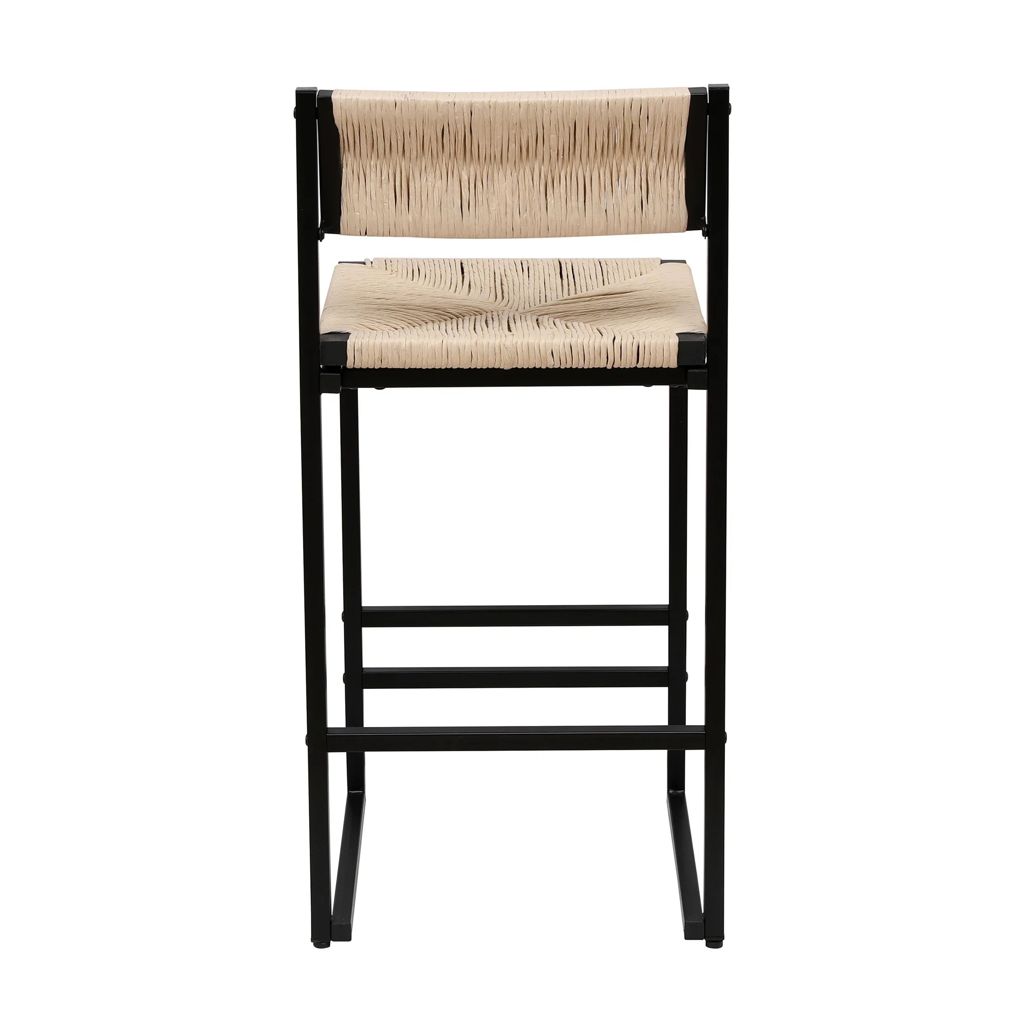 2pcs High Bar Stools Chairs Paper Rope Woven Barstools 220lbs Max Weighing Capacity for Kitchen Dining Room Coffee Shop