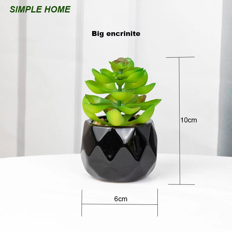 Artificial Succulent Bonsai Plants With Pottery Pot For Room Decoration Office Table Home Garden Decor