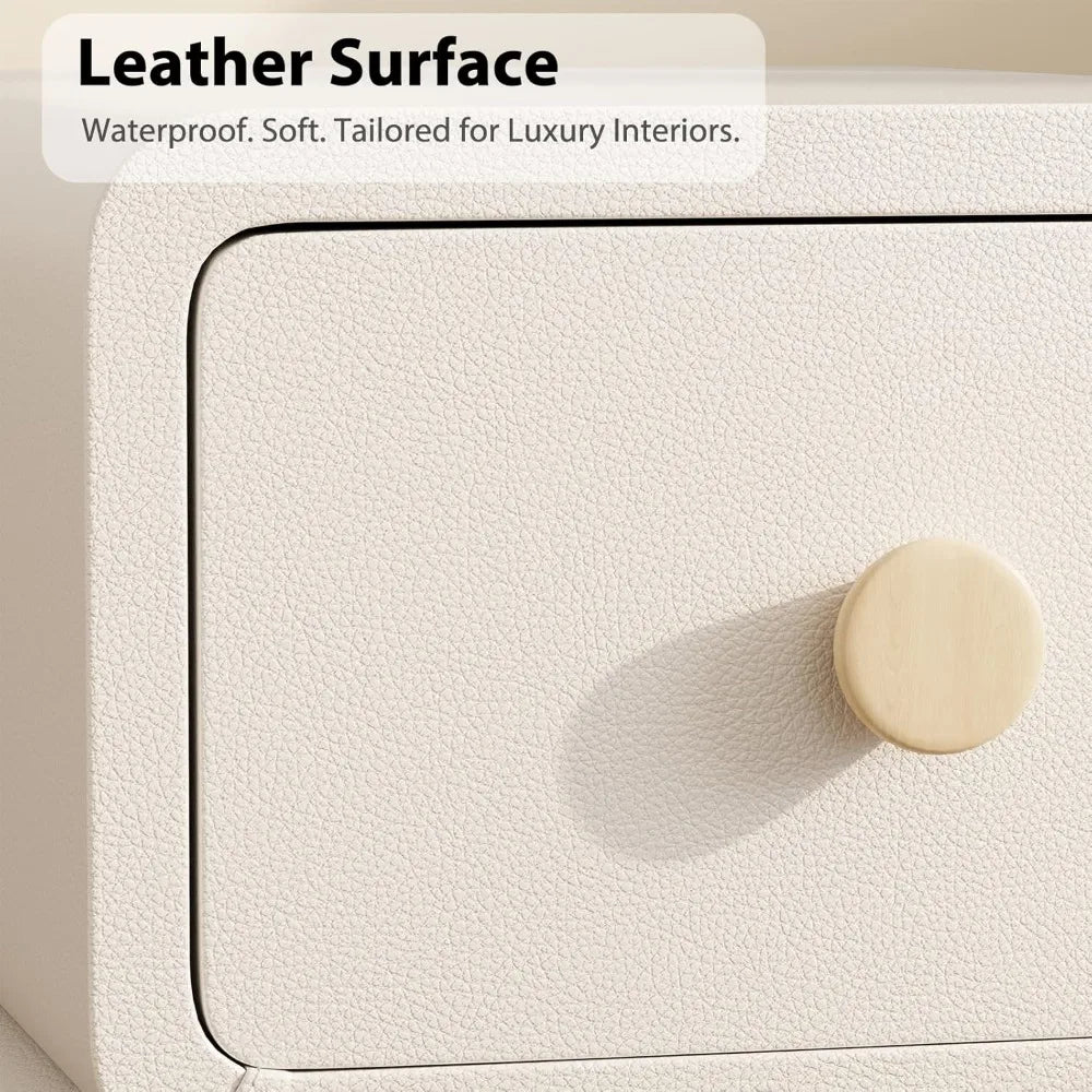 Narrow Nightstand with Drawers, Modern Nightstand for Bedroom, Dorm and Living Room.