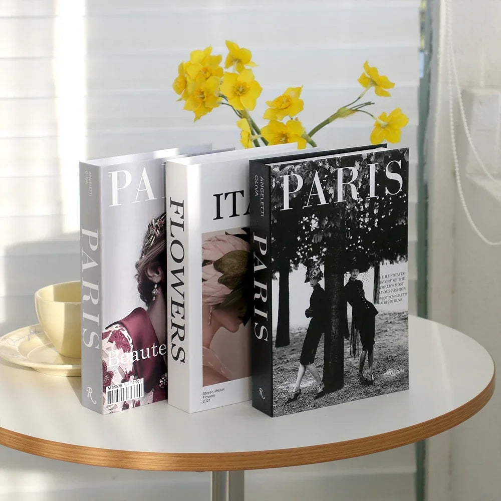 3Pcs Foldable Fashion Fake Books Living Room Decoration Designer Books Coffee Table Ornaments Club Hotel Room Villa Prop Books