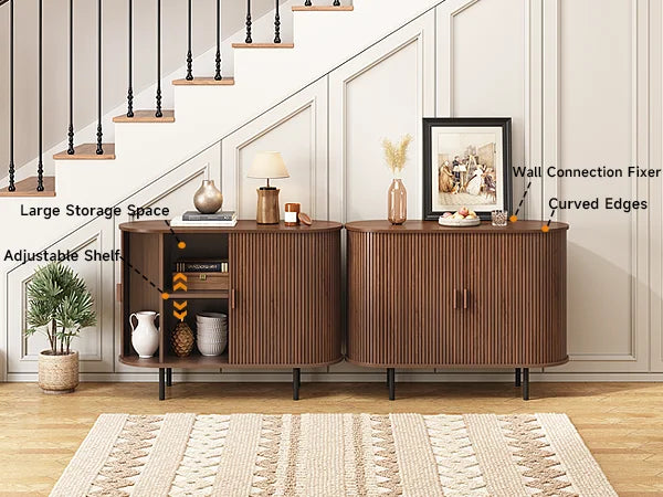 Sideboard Buffet Cabinet with Sliding Door, Storage Cabinet & Adjustable Shelf, Coffee Bar Cabinet Console Table