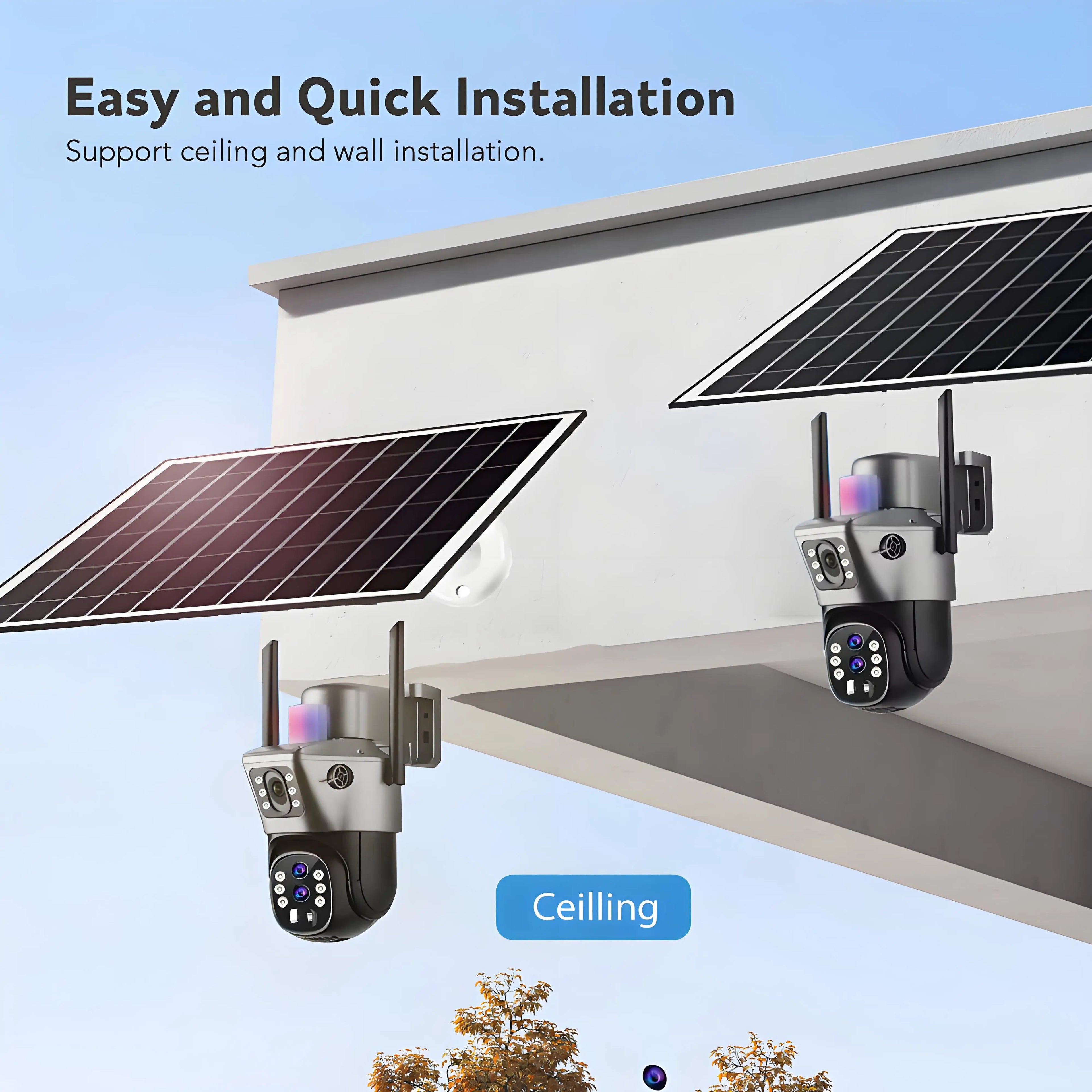 4G SIM Solar Security Camera – 12MP 6K Triple Lens PTZ (10× Zoom)