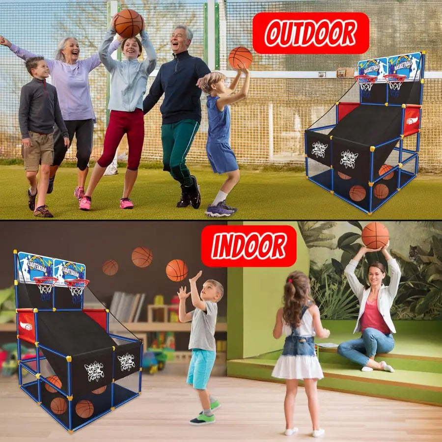 2-in-1 Dual Shot Basketball Game Set – Indoor Carnival Game for Kids