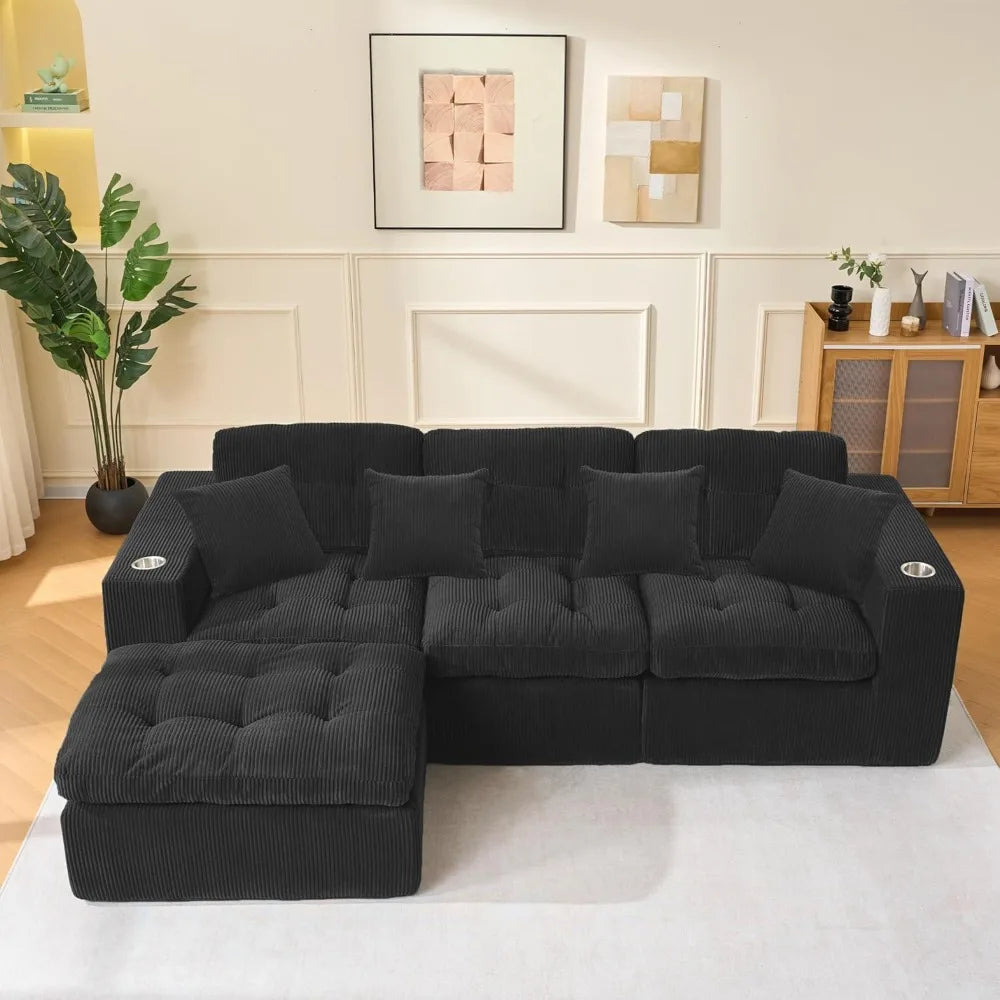 105 Inch Cloud Sectional Couch Modern Modular Sectional Sofa with Deep Seat - L Shaped Comfy 3 Seater Sectional Couches