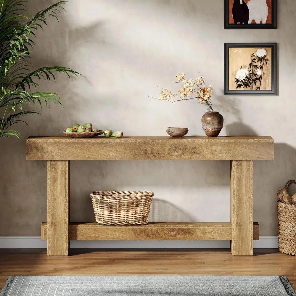 70.9 Entryway Console Table, Extra Long Wooden Farmhouse Sofa Table Behind Couch, Modern Rustic Foyer Stand