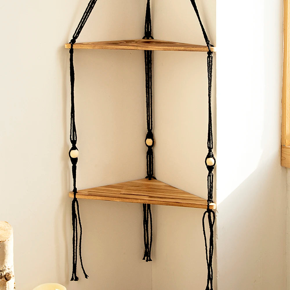 Wood Triangle Floating Corner Shelf – 1 / 2 / 3 Tier
