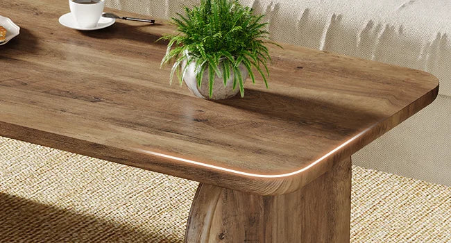 Rectangular Farmhouse Wood Coffee Table – Living Room Accent Center Low Cocktail Tea Table with Sturdy Base