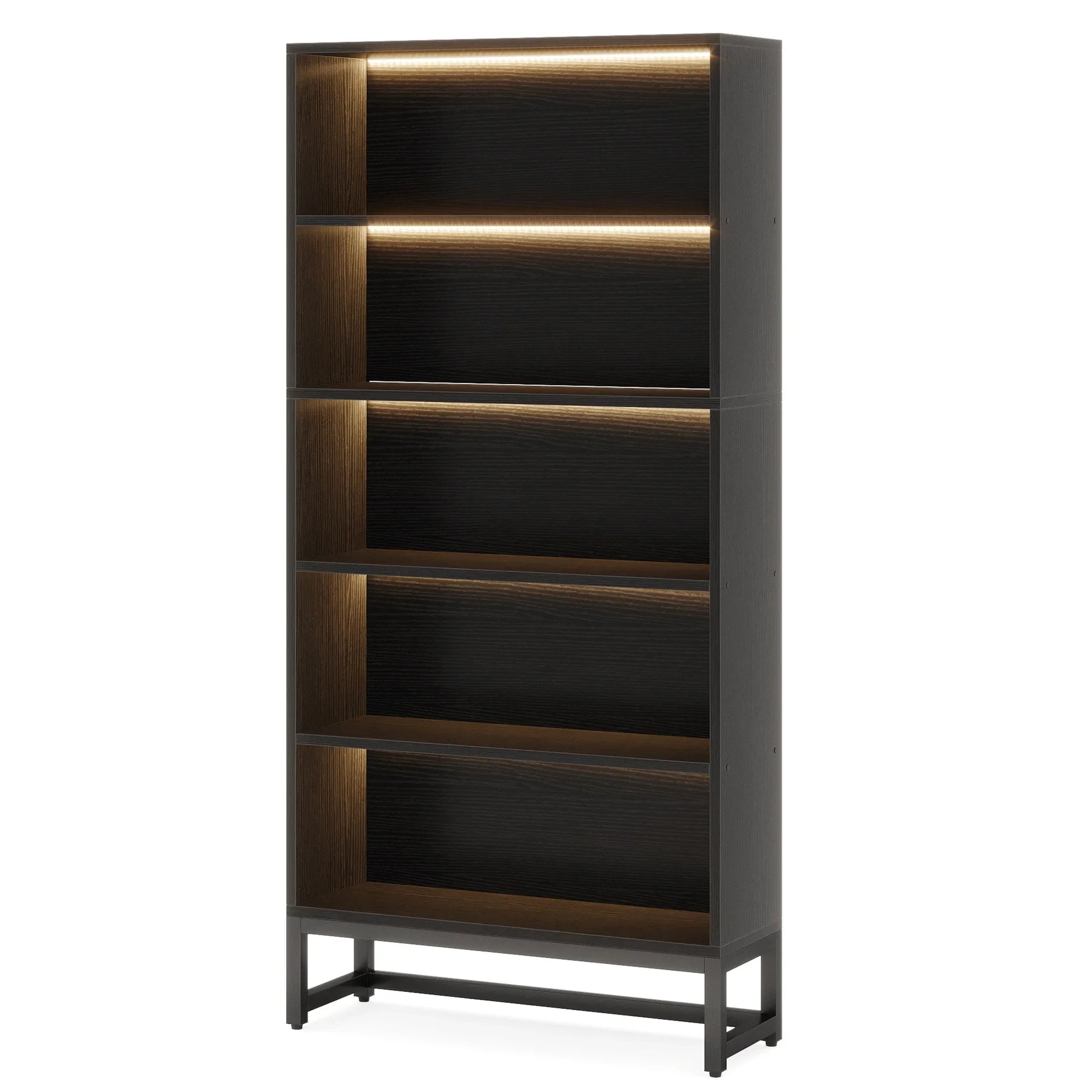 Tribesigns Tall Bookcase – Black 70.8″ Heavy-Duty Library Bookshelf Organizer