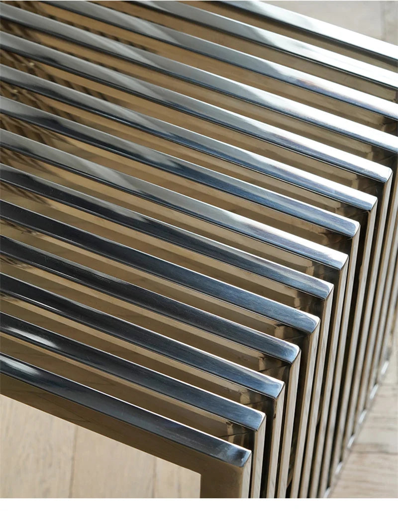 Nordic Stainless Steel Bench – Minimalist Shoe Changing Stool Ottoman