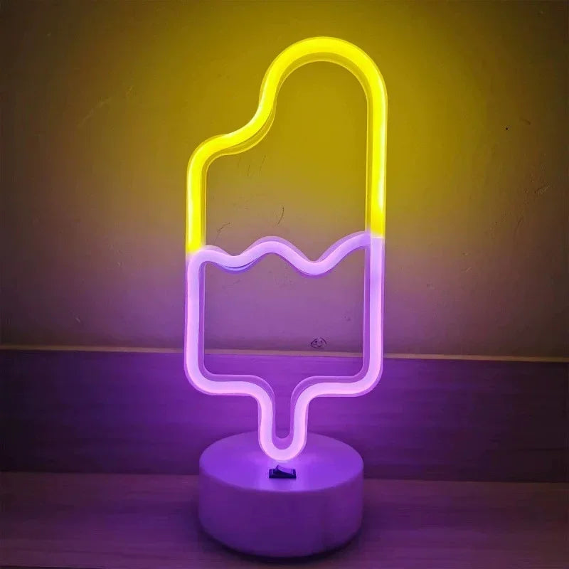 Battery/USB Power LED Neon Sign Light Holiday Flamingo Night Lamp Xmas Party Wedding Decoration Home Gift Cloud Heart Neon Light