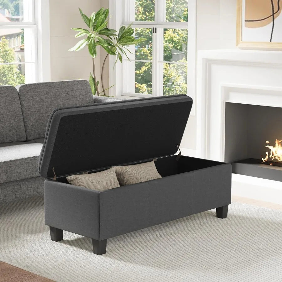 Storage Ottoman Bench – 47″ with Legs End-of-Bed Footrest
