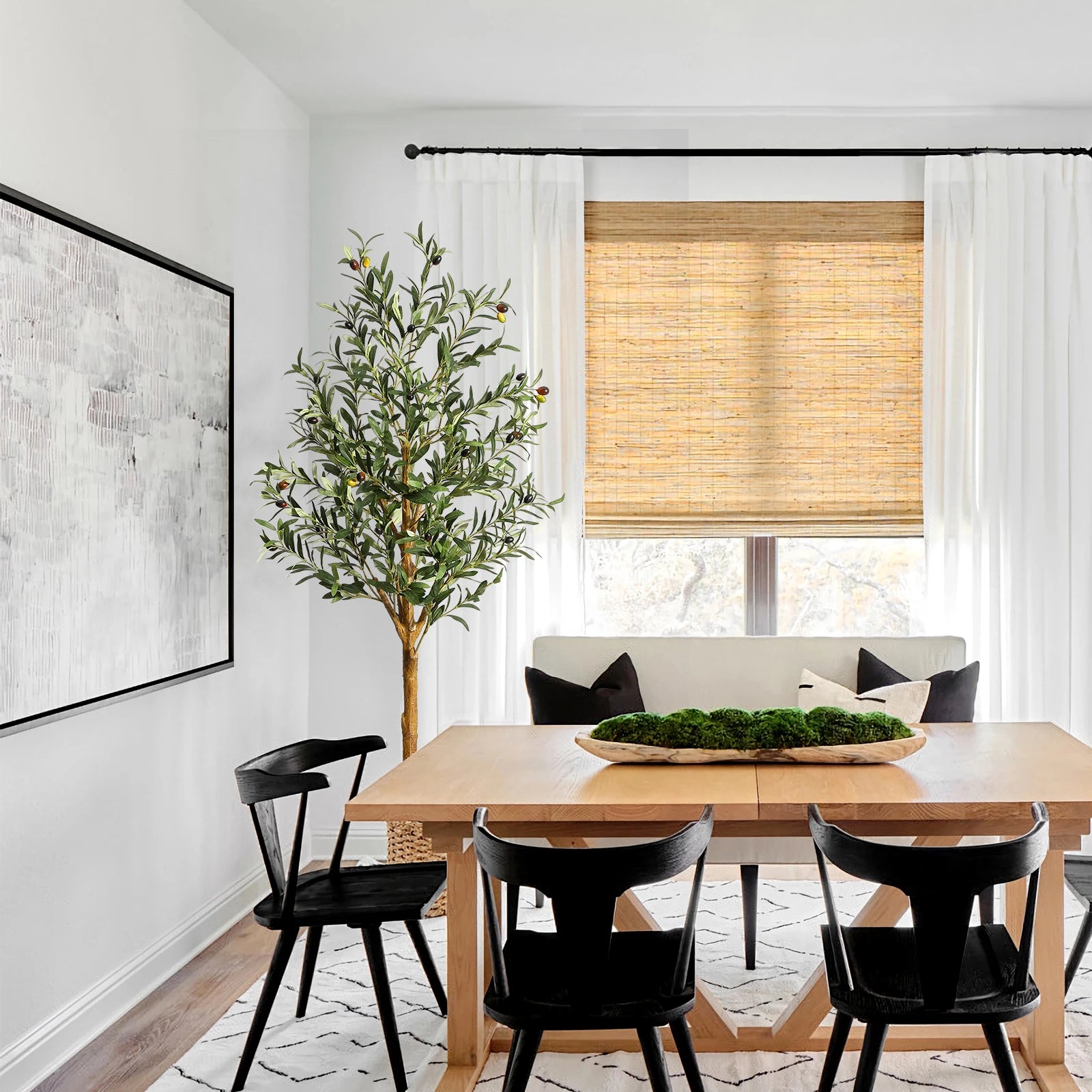 1Pc/2Pcs Artificial Olive Tree 4ft / 5ft / 6ft, Large Artificial Plants Fake Plastic Plants in Pot for Home Bedroom Decor