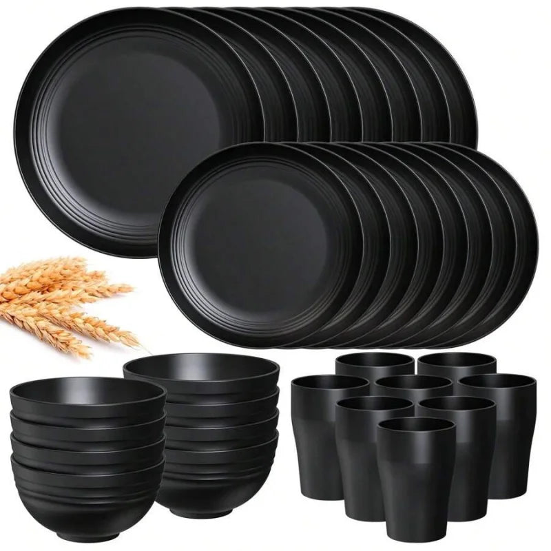 16pcs Dinnerware Sets For , Plastic Plates And Bowls, Includes Dinner Plate, Dessert Plate, Cereal Bowl, And Cup, Unbreakable Pl