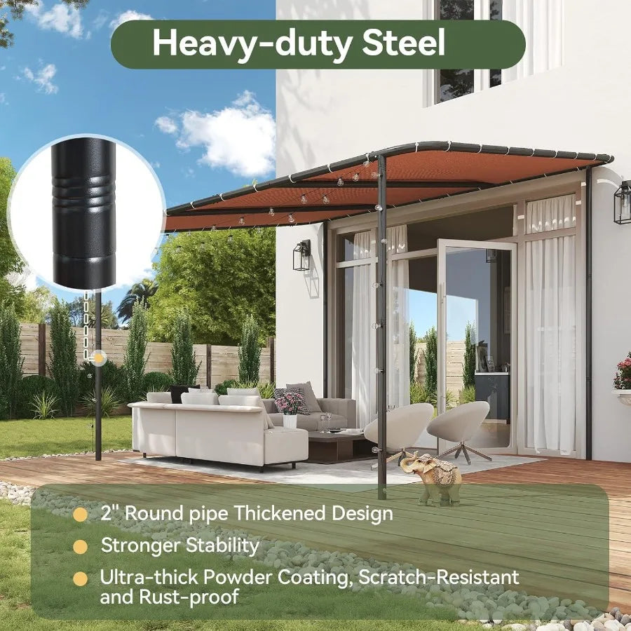 Lean-To Gazebo Pergola – 10 ft × 12 ft Wall-Mounted Canopy