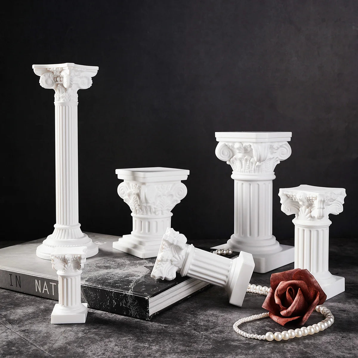 1PC, Roman column sculpture resin handicraft statues, festival decorative candlesticks, Roman column church decorations