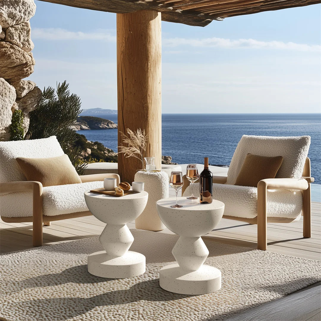 Modern Living Room Sofa Side Indoor End Table Outdoor Accent Table Lightweight Concrete Stool