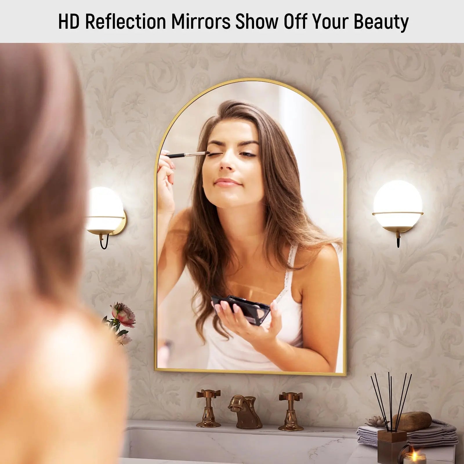 20x30 inch Arch Bathroom Mirror - Arched Bathroom Mirror/Wall Mounted Vanity Mirror - Arch Metal Frame Wall Mirror