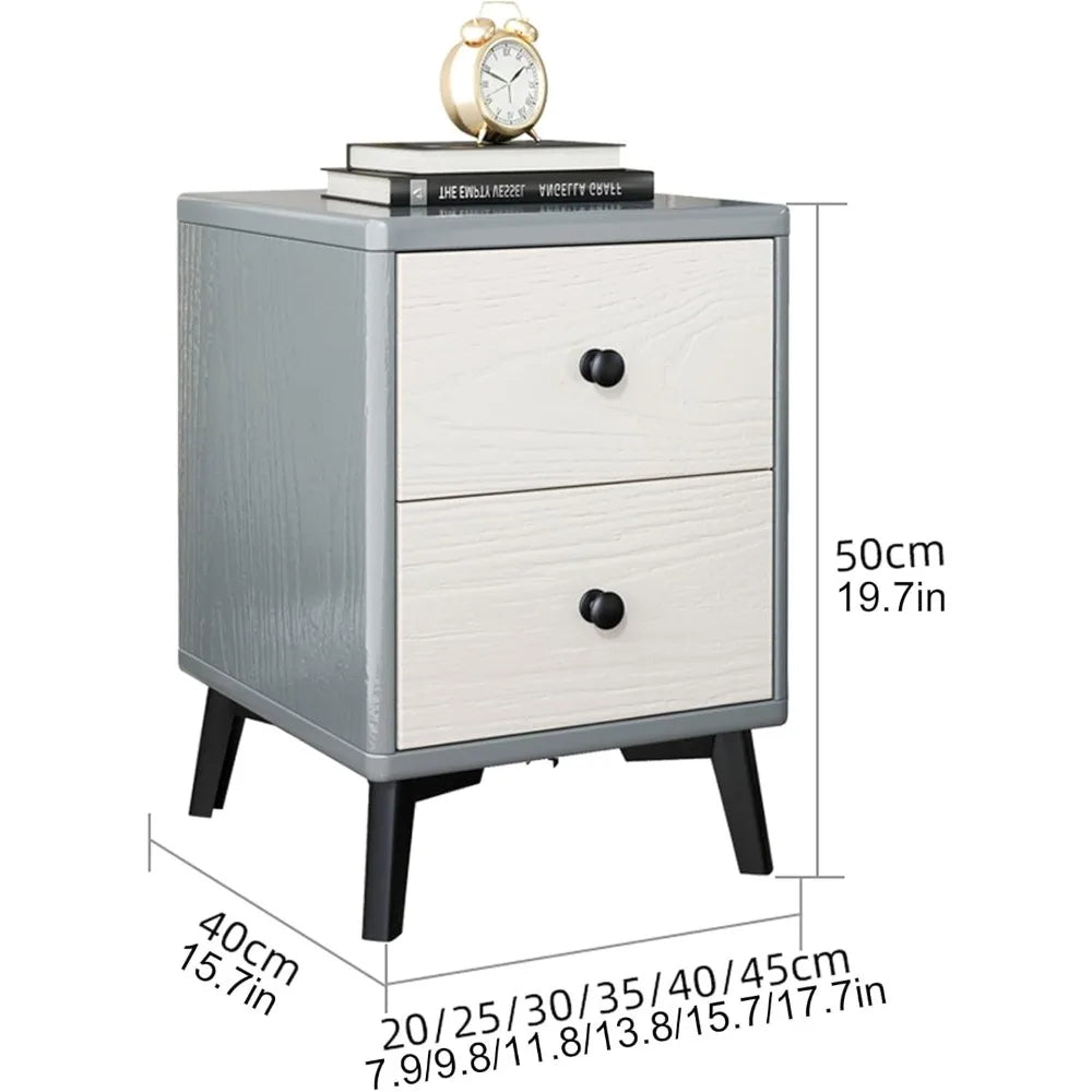 7.9 to 17.7 Inch Wide Modern 2-Drawer Nightstands for Bedrooms