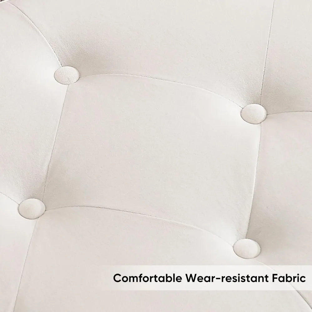 King Size Storage Ottoman Bench – Tufted Upholstery with Gold Legs