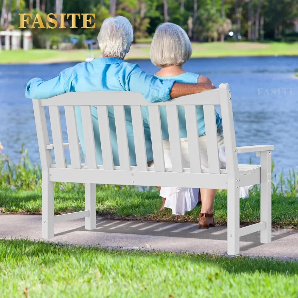 Garden Benches, All-weather Outdoor Benches for 2-3 People, Benches in The Park, Porch, Terrace, and Backyard (white)