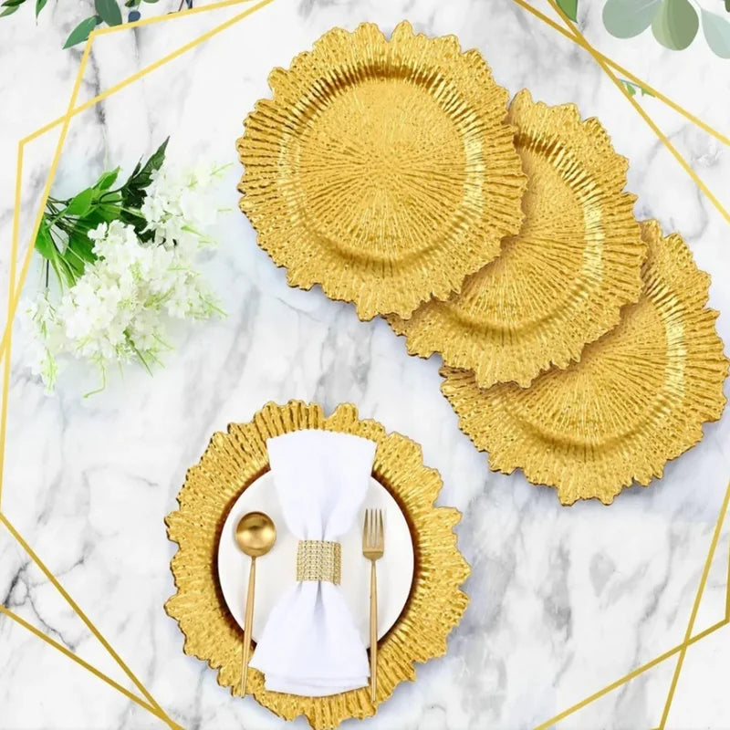 50PCS Reef Charger Plates – 13″ Plastic Floral Decorative Wedding Chargers